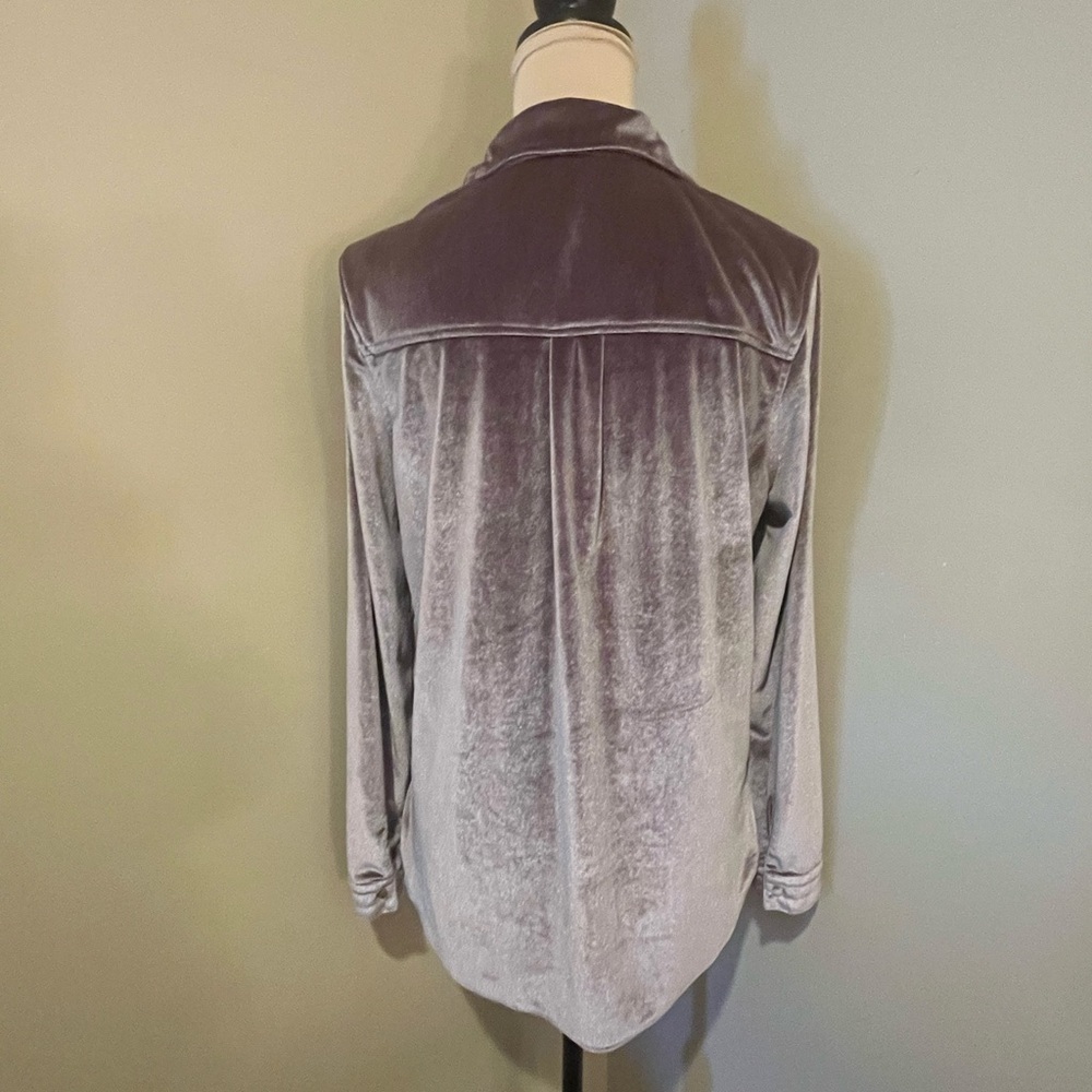 Dear John Velvet Button-Down Shirt in bronze, size Medium - Picture 2 of 8